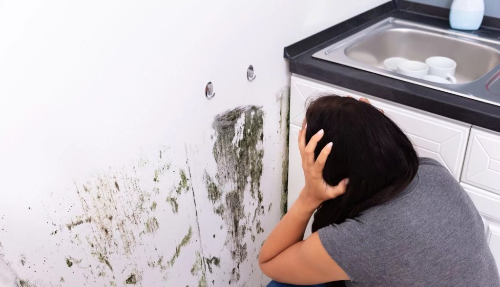 mur moisi derrière les meubles